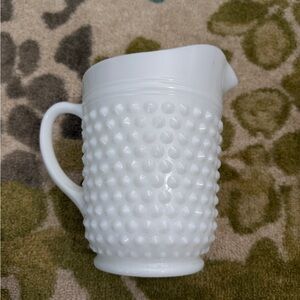 White Milk Glass Bubble Pitcher